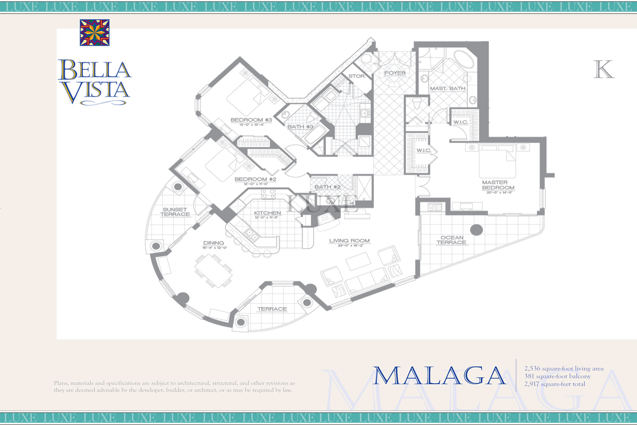 Malaga Unit 10 - 2515 S Atlantic Ave - Bella Vista Floor Plans Daytona Beach Shores - The LUXE Group 386.299.4043